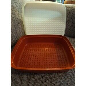 Vintage Tupperware 1518‎ 1519 Red Paprika Marinade Container Storage Dish Lid